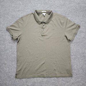 Calvin Klein Polo Shirt Mens Large Gray Short Sleeve Liquid Cotton Preppy Casual